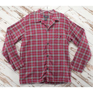 Polo Ralph Lauren Pajama Top Mens Medium Sleepwear Red Plaid Button Up Sleepwear